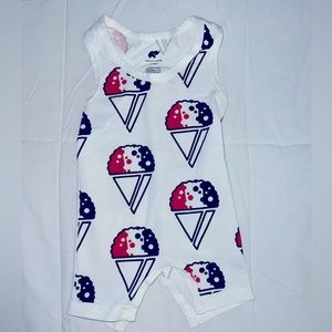 Monica and Andy snow cone romper